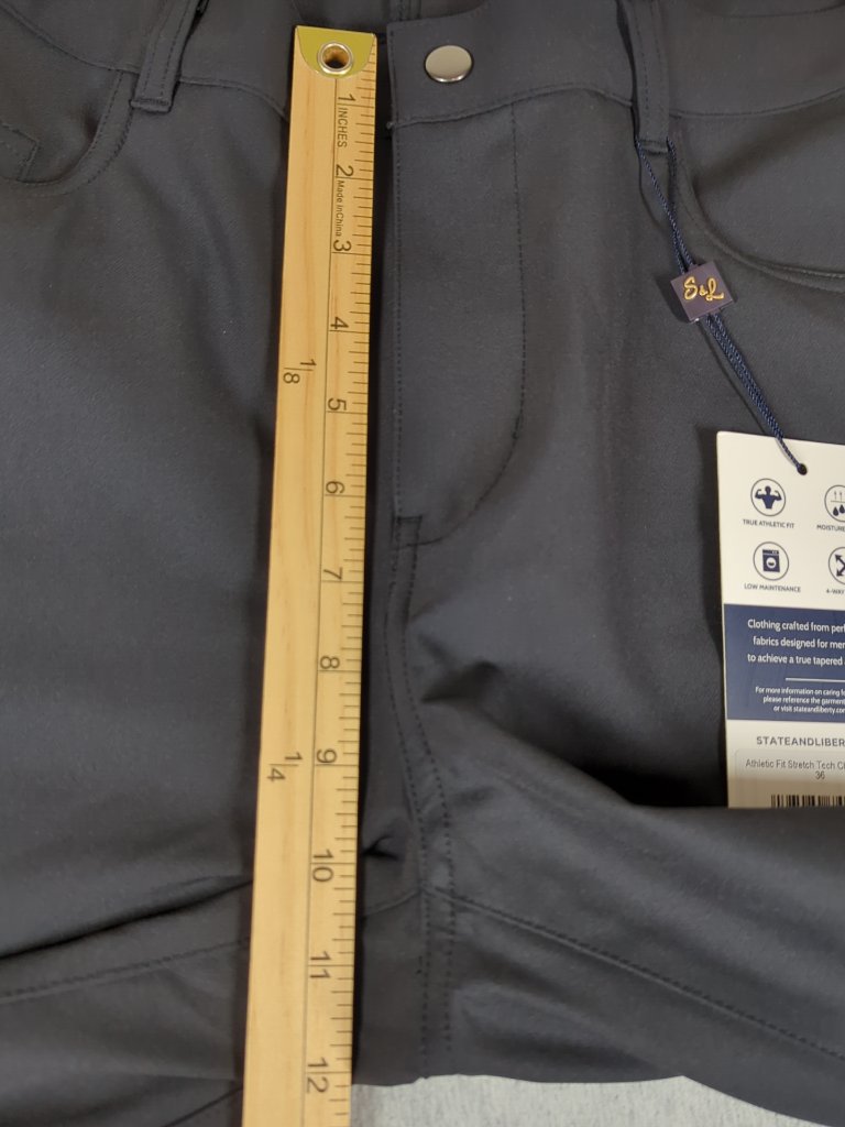 State & Liberty Pants Men's 36 (Fit 34x30) Black Tech Chino Athletic Fit Nwt — image 7 of 8